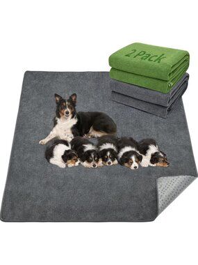 Washable Leak-Proof Dog Pee Pads, 2 Pack, 72"x72", Large Pet Training Mats